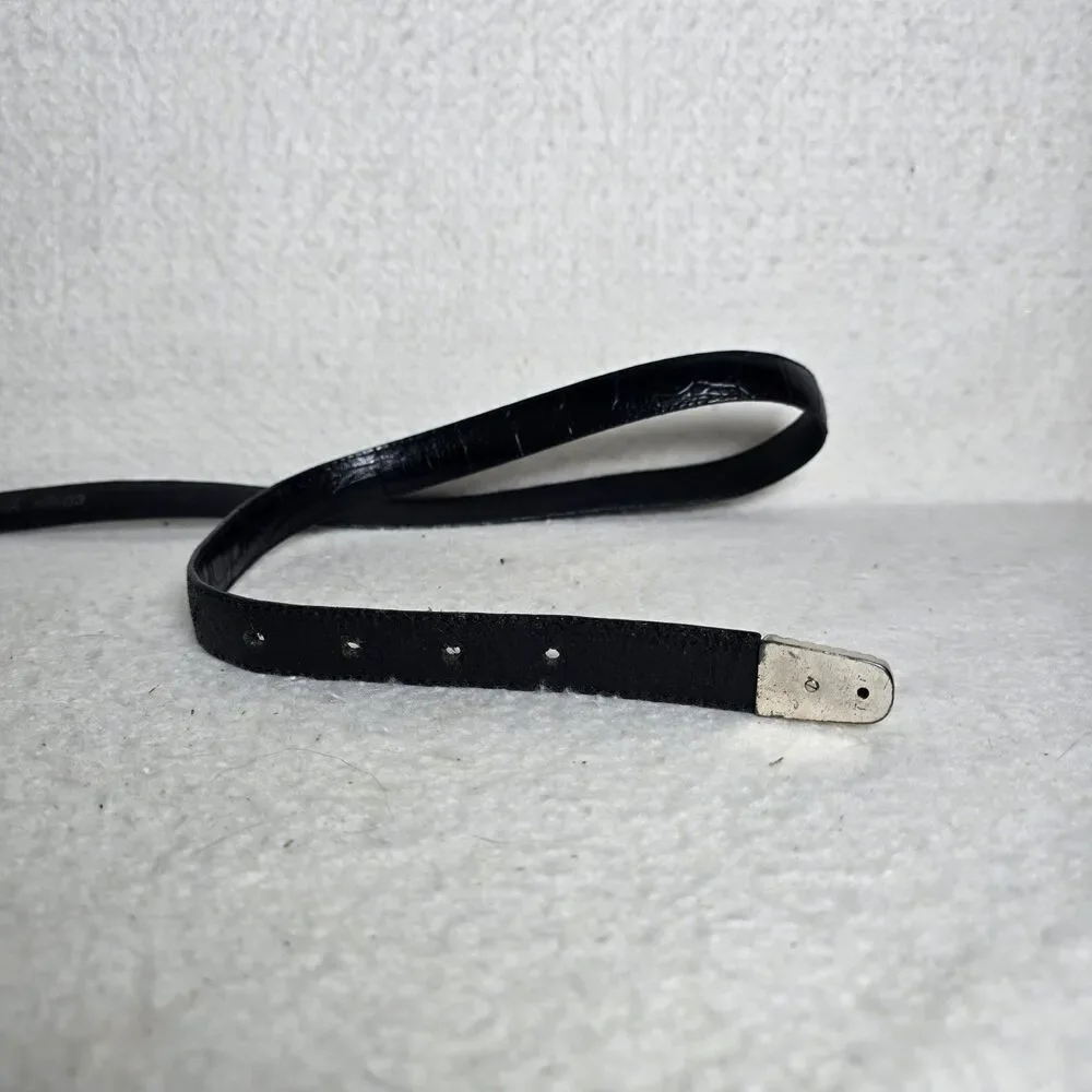 Brighton Black Textured Leather Brilliant Silver Work 3/4